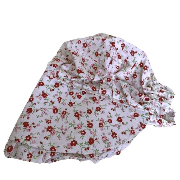 Pioneer Bonnet Old Fashioned Prairie White Red Floral Modest Farmhouse Medium - Picture 7 of 12